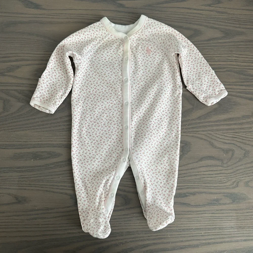 RALPH LAUREN BABY GIRL FLORAL COTTON COVERALL